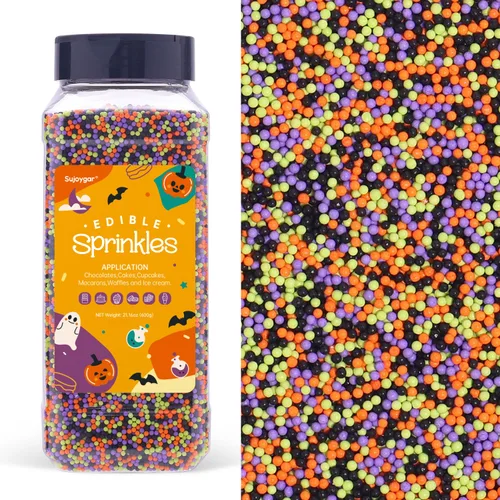 Vista 15 de Gránulos de arcoíris para decoración de pasteles, 1.54 libras Nonpareils arcoíris
