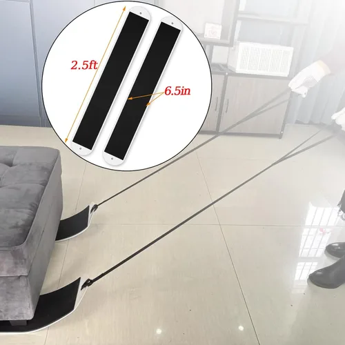 Vista 2 de Juego de 2 deslizadores grandes para muebles con correa de tracción, deslizadores móviles de electrodomésticos, deslizadores de muebles resistentes