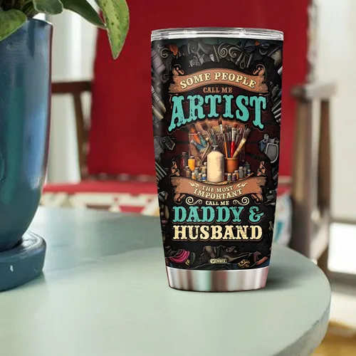 Vista 4 de Regalos de artista para hombres, vasos personalizados de acero inoxidable de 20 onzas, 30 onzas, taza de viaje para café, taza de viaje, regalo