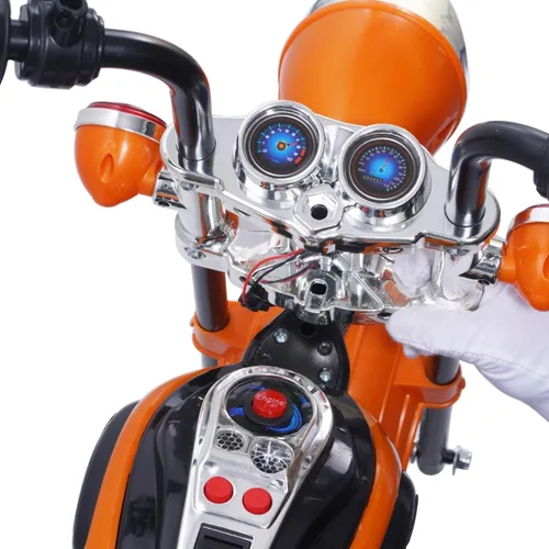 Vista 6 de Freddo Juguetes para niños pequeños de 6 V, funciona con pilas, estilo picador eléctrico, triciclo, para niños de 3 a 6 años, color naranja