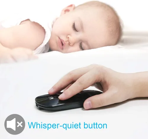 Vista 4 de FENIFOX mini mouse Bluetooth, mouse óptico móvil portable ultrafino con batería recargable para PC, Mac, laptop, tablet Android, Negro