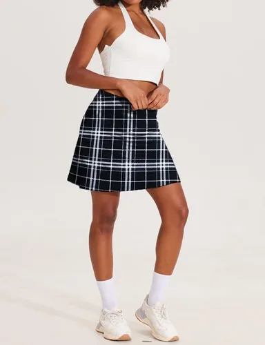 Vista 5 de Ekouaer - Falda pantalón deportiva con pantalón corto y bolsillo interior para mujer, faldas ligeras para golf, tenis, correr, entrenamiento
