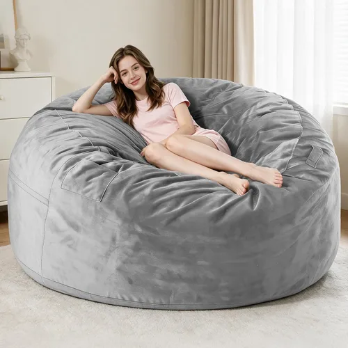 Vista 33 de Homguava - Sillón puff de 4 pies Sillón estilo puff grande de 4 pulgadas con relleno de espuma viscoelástica, sofá suave con funda de terciopelo