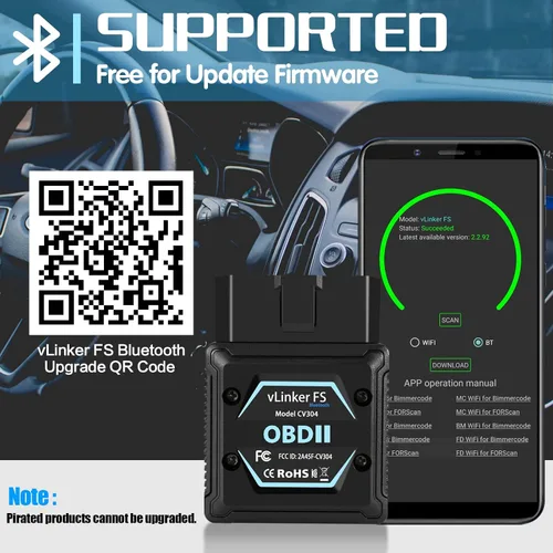 Vista 7 de Vgate vLinker FS Bluetooth OBD2 Herramienta de escaneo de diagnóstico, lector de código de coche OBDII para iOS, Android y Windows OBDII - Lector