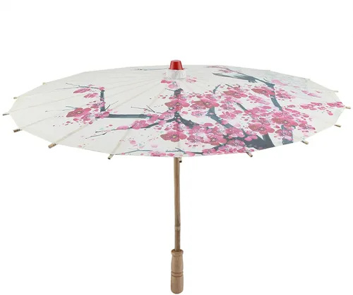 Vista 4 de Paraguas chino de papel japonés de 22 pulgadas, paraguas de papel engrasado, arte chino, clásico, paraguas de baile de ciruelo, paraguas asiático