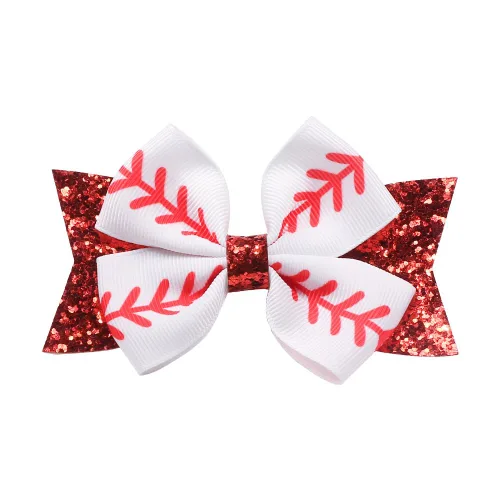 Vista 2 de Pinzas para el cabello deportivas con pasadores de lazo de béisbol para niñas BBG65 (juego B2, 2 piezas)
