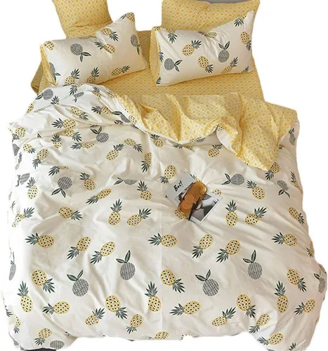Vista 16 de Feelyou juego de funda de edredón y fundas de almohada de microfibra de poliéster suave para niños y niñas, diseño de mariposas, piñas, ciervos