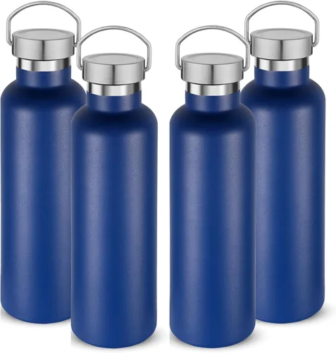 Vista 27 de Volhoply 24 onzas Botella de agua aislada con boca estándar con tapa de combinación de plástico y acero inoxidable, botellas de agua de 304 18/8