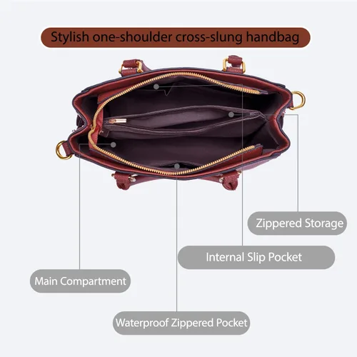 Vista 4 de Bolsos de mano de cuero de moda para mujer, bolso de hombro, asa superior, bolso de otoño