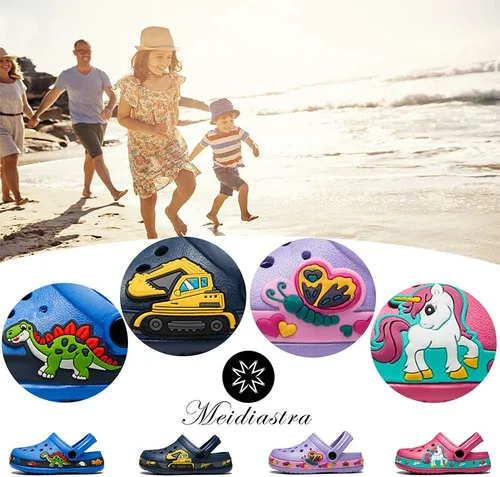 Vista 7 de Meidiastra Zuecos de dibujos animados para niños y niñas, sandalias ligeras para la playa y la piscina