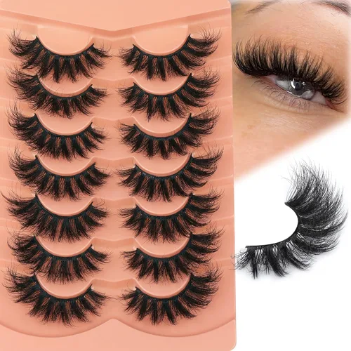 Vista 7 de TOOCHUNAG - Pestañas postizas esponjosas 8D de 20mm, pelo de visón sintético, pestañas naturales, gruesas, con volumen, ojo de gato, paquete de 7