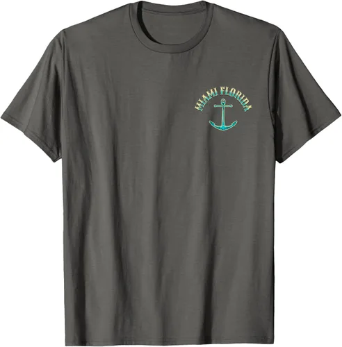 Vista 58 de Camiseta con diseño de pesca en la parte delantera y trasera de Miami Florida USA, Negro