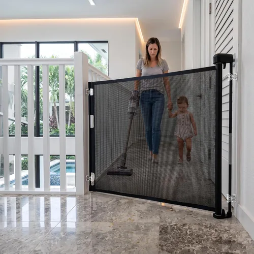 Vista 7 de Puerta retráctil bebé seguridad Retract-A-Gate, Negro