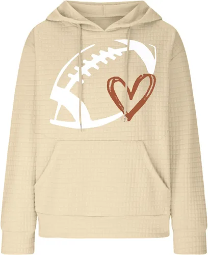Vista 6 de Sudadera de fútbol para mujer, de manga larga, con cordón, con capucha, ajuste delgado, casual, con bolsillo