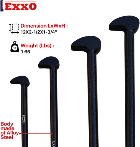 Vista 3 de EXXO Herramientas – Juego de 4 barras de palanca resistentes – Acero de aleación duradero de resistencia industrial para mecánicos automotrices