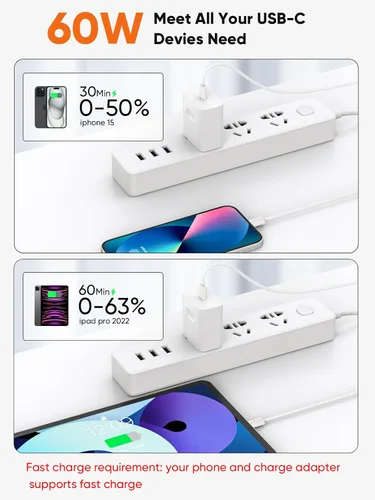 Vista 3 de CableCreation Cable de carga rápida USB C a C 1 metro 60W - Paquete de 3 cables trenzados USB C tipo C para cargar iPhone 16/15 Pro Max Plus, iPad