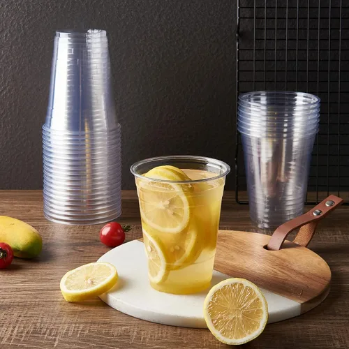 Vista 5 de FULING 100 juegos de vasos de plástico transparente de 16 onzas sin BPA, desechables