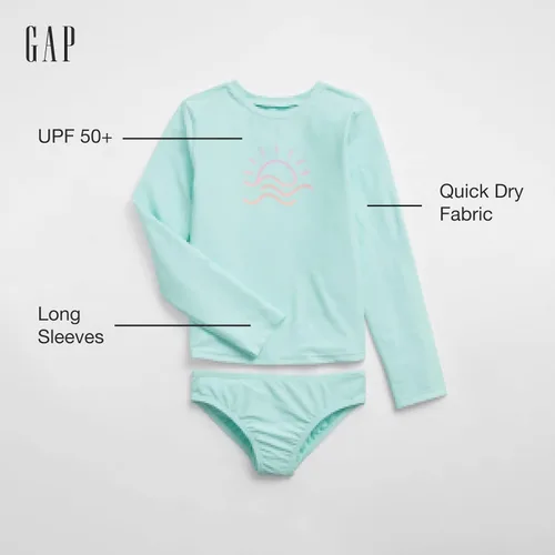 Vista 2 de GAP Girls' Swim Two Piece Rashguard