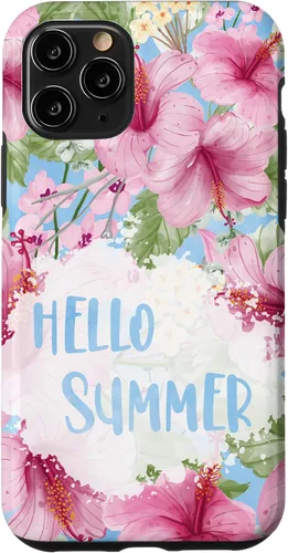 Vista 10 de Funda para iPhone 15 Hello Summer Sign Decor Summer Tropical Hibiscus Flowers Case