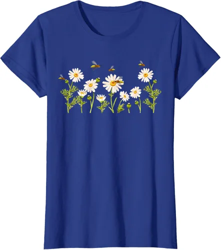 Vista 87 de Marguerites Daisy - Camiseta de verano con margaritas de jardín de flores, Negro, S