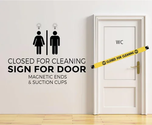 Vista 6 de Letrero magnético de nailon para baño cerrado para limpieza, cierre para limpieza de puerta de baño, extremos magnéticos