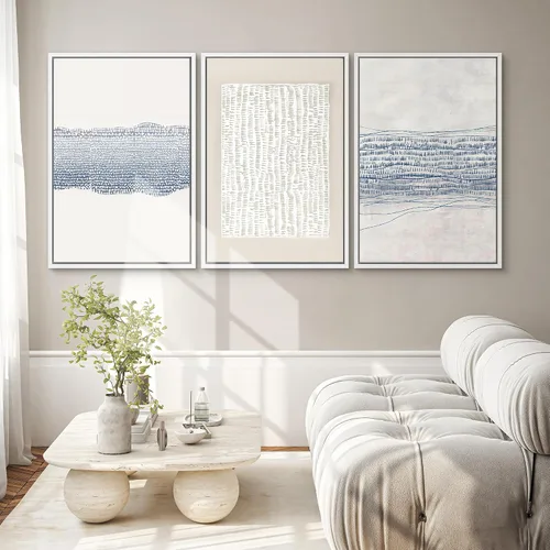 Vista 101 de SIGNWIN Lienzo enmarcado para pared, juego de arte neutro de bosque brumoso, ilustraciones en tono tierra, arte moderno, decorativo, bohemio