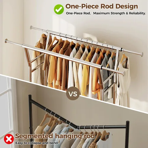 Vista 7 de HYSEYY Perchero de ropa resistente, perchero con ruedas para colgar ropa con estantes, carga de 700 libras, armario portátil con ruedas