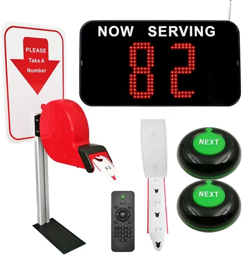 Vista 9 de Now Serving Number System Take a Number System Sistema de llamadas en cola con pantalla de números de 2 dígitos 2 botón siguiente 1 dispensador