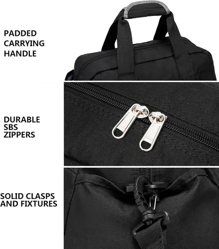 Vista 5 de Bolsa de gimnasio pequeña de 14 pulgadas para mujeres y hombres, mini bolsa de lona para viajes, deportes, bolsa de transporte ligera, color negro