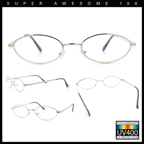 Vista 3 de SA106 Extra estrecho delgado borde de metal oval rectángulo retro vintage lente transparente moda gafas