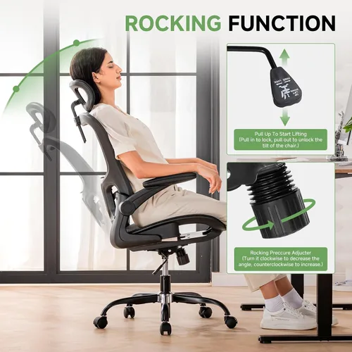 Vista 7 de GTPLAYER Silla de oficina, silla de escritorio ergonómica para el hogar con malla de respaldo alto, sillas de escritorio de malla para computadora