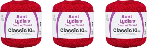 Vista 30 de Aunt Lydia Classic Crochet - 3 unidades de 350y/1,049.9 ft - Natural Tamaño 10 3 capas 100% algodón mercerizado hilo de ganchillo para tapetes