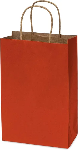 Vista 7 de Prime Line Packaging Bolsas de regalo rojas, bolsas de regalo de papel kraft mini con asas, bolsas de mano para vacaciones, regalos de Navidad