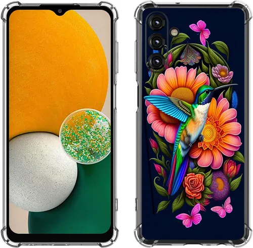 Vista 42 de Samsung Galaxy A14 5G - Funda para teléfono celular, diseño de flores de mariposa azul, a prueba de golpes, TPU con bordes elevados, compatible