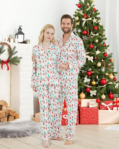 Vista 4 de DAUGHTER QUEEN Pijamas de Navidad para la familia, niños de 6 a 15 años, tallas de adultos S-XXL