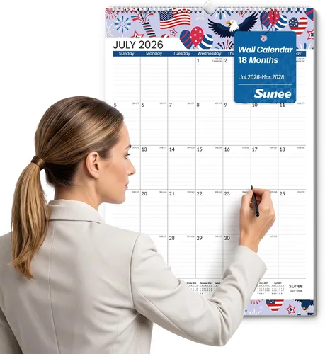 Vista 20 de SUNEE Calendario de pared grande 2026-2027, 22.75 x 15.5 pulgadas, calendario de 18 meses (finaliza marzo de 2028), vertical extragrande, playas