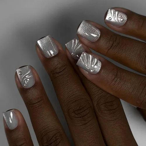 Vista 37 de Uñas postizas a presión con punta francesa verde, uñas postizas cuadradas cortas con diseños de cuentas de flores en 3D, uñas de verano, uñas Verde