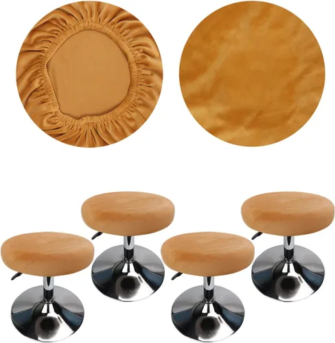 Vista 25 de Fundas redondas de terciopelo para taburetes de bar de 12-16 pulgadas, fundas redondas, lujosas, elásticas, resistentes a las arrugas, lavables, a