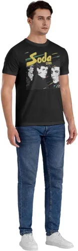 Vista 6 de Soda Music and Stereo - Camiseta de manga corta para hombre, diseño casual, cuello redondo, unisex, color negro