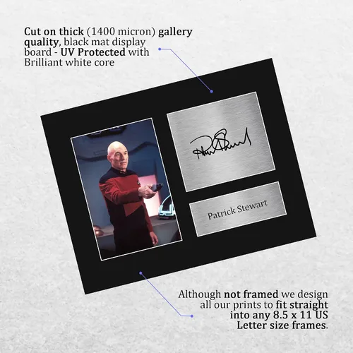Vista 3 de HWC Trading Patrick Stewart Star Trek Picard Gifts USL - Imagen de autógrafo firmada para fanáticos de programas de televisión, tamaño carta de EE.