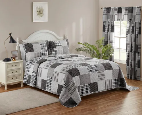 Vista 7 de Legacy Decor Colcha reversible de 3 piezas, diseño de retazos azules y blancos, microfibra ultra suave, tamaño individual
