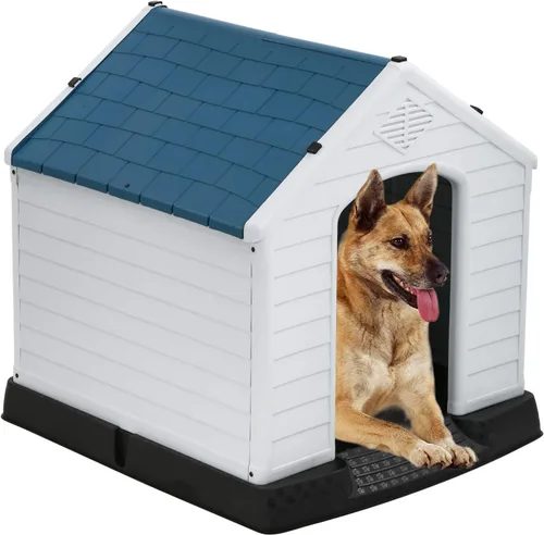 Vista 13 de FDW Casa para Perros Interior Exterior Durable Ventilada Impermeable para Mascotas de Plástico para Perros Pequeños Medianos y Grandes Refugio