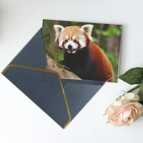 Vista 6 de Tarjetas de felicitación con sobres, tarjeta de felicitación con sobres, tarjeta de felicitación de Little Panda rojo en blanco para todas