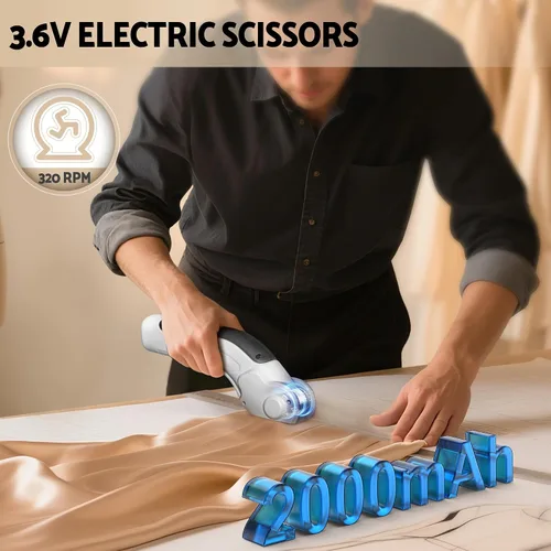 Vista 3 de Tijeras eléctricas inalámbricas, batería de 2000 mAh, cortador de cartón recargable de 3.6 V, cortador de caja para cartón de tela, plástico, cuero