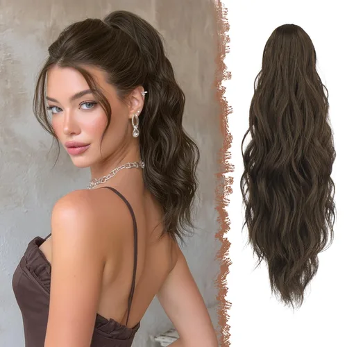 Vista 31 de FESHFEN Extensiones de Cola de Caballo, Pieza de Cabello de Cola de Caballo Larga con Pinza de Garra, Pieza de Cabello Sintético de Colas de Caballo