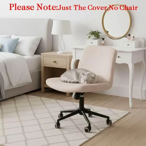 Vista 7 de NICEEC Funda para silla cruzada sin brazos, para oficina, dormitorio, escritorio, tocador, computadora, respaldo medio, asiento ancho sin protector