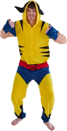 Vista 6 de Bioworld Disfraz de cosplay con capucha y mangas largas para adultos, traje enterizo X-men Wolverine