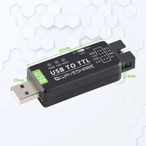 Vista 7 de Adaptador industrial USB a serie UART Adaptador serie FT232RL Convertidor de serie a USB Adaptador USB a TTL Módulo de puerto Soporte de múltiples