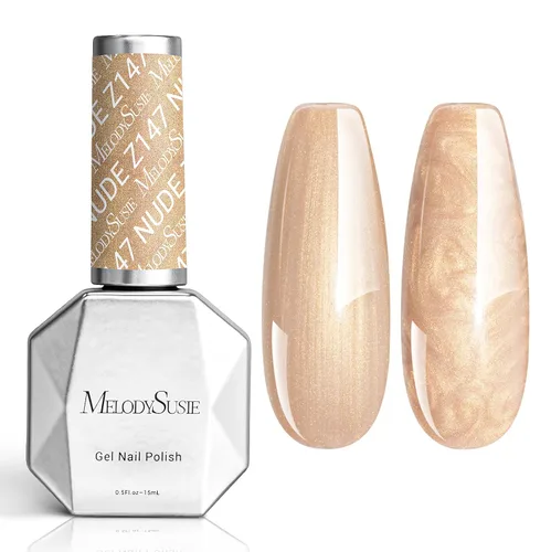 Vista 29 de MelodySusie - Esmalte de uñas en gel con brillo perla rosa brillante, 0.5 fl oz, efecto hilo, con acabado de concha rosa brillante, UV LED