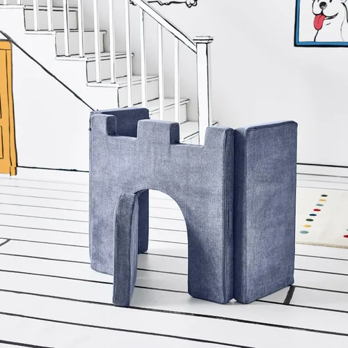 Vista 7 de Yourigami Castillo de Juego para Niños y Niños Pequeños, Juego de Complementos de Sofá para Sala de Juegos, Diseño Modular Duradero, Blue Lagoon